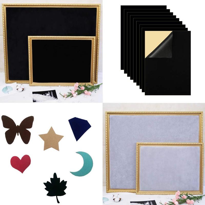 20Pcs Self Adhesive Felt, DIY Self Adhesive Fabric for Art & Crafts, Peel and Stick Felt for Drawer and Jewelry Box Felt Liner, A4 Size (8.3" x 11.8", Black\White)