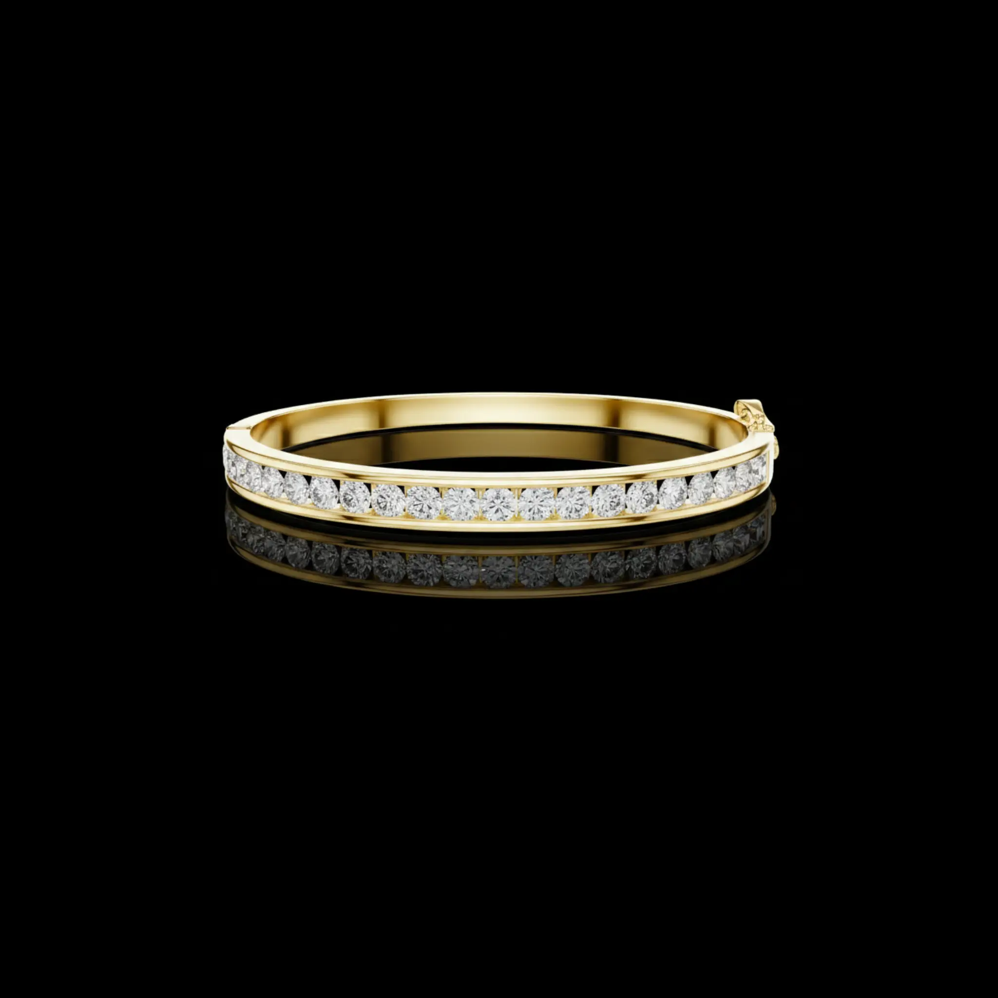 Round Cut Lab Grown Diamond Hinged Bangle with Channel Setting