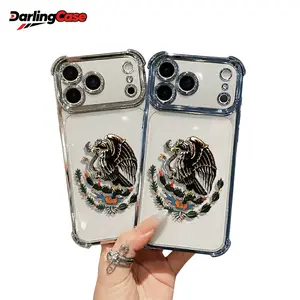 DarlingCase Mexican Golden Eagle Badge Flag Design Four-Angle Airbag Anti-Drop Phone Case for iPhone 17 Pro Max 16 15 14 13 12 11 Pro Max Transparent Soft TPU Material Gift Choice