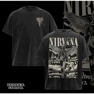 [Winter Outfits]Vintage Retro Nirvana band T-Shirt , Music Graphic Tee, Rock Band Shirt, Retro Music Tee, Rock Music Lover Shirt, Vintage Band Shirts Casual Comfort Cotton Fabric Fit Top , Top Men's and Women's Clothing . y2k,soulja,concert,Hello