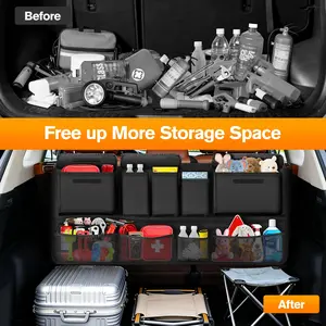 Trunk Organizer for SUV, Car Organizer with 10 Pockets Large Capacity & 3 Adjustable Straps for Easy Installation, Hanging Car Storage Universal Fit for Sedans, SUVs, MPVs, Trucks
