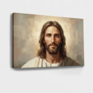 Jesus Wall Art A Man With Long Hair And A Beard, Wall Decor Poster for Room, Wood Framed Canvas Painting Photo Ornaments Artwork Gifts 1pc