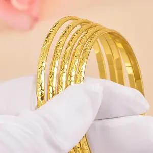 5pcs Hawaiian Vine Carved Copper Bangles,Floral Pattern, Casual Style, Exquisite Bracelet, Perfect Mother's Day Valentine's Gift