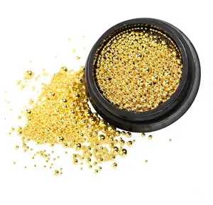 1 Box 3D Steel Ball Nail Art Decorations, Metal Caviar Beads for DIY Manicure, Mixed Sizes & Colors Gold Silver Rose Gold Gun Black