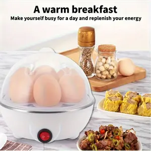 7-egg anti-dry-burning egg cooker: Food-grade stainless steel: Automatic power-off when water boils for safety and peace of mind; Manual switch Kitchen Appliance