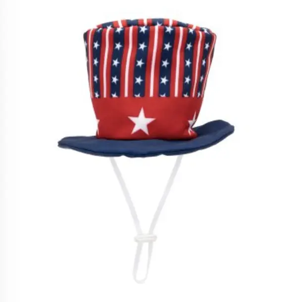 Worthy Dog Uncle Sam Party Hat for Dogs - Patriotic Design with Adjustable Elastic Chin Strap & Crinkle Sound for Playful Pups