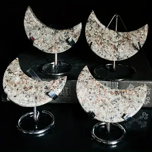 Yooperlite Moon Crystal - UV Reactive Natural Stone Desk Ornament, Perfect for Home & Office Decor, Meditation, and Unique Gift Idea