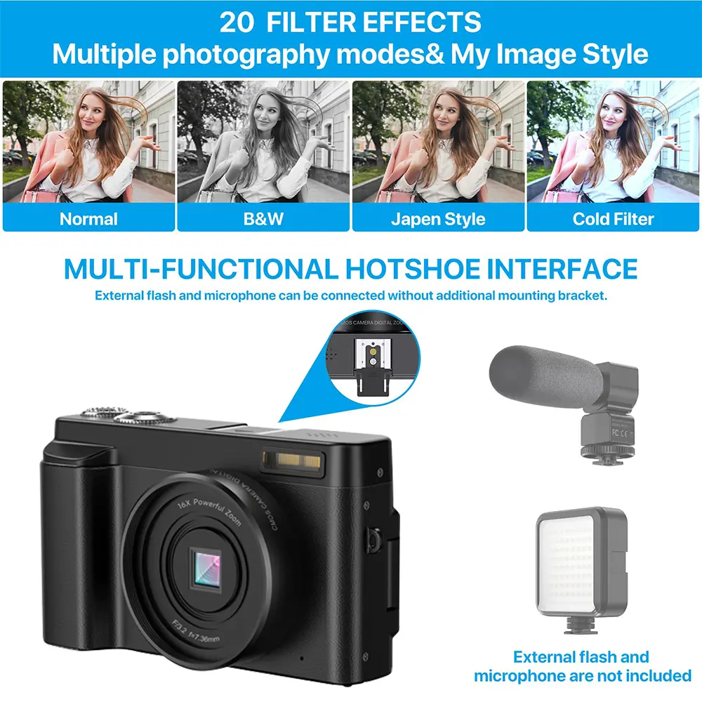 DC101 multi-functional 4K Digital Cameras , Auto Focus 48MP