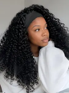 Glueless Burmese Curly Headband Wig Human Hair Wig Bling Hair Ready to Wear No Gel No Glue Full Machine Made Wig with Headband 180% Density All Day Wigs for Beginners Friendly Summer Wig #SummerWins #DealsForYouDays