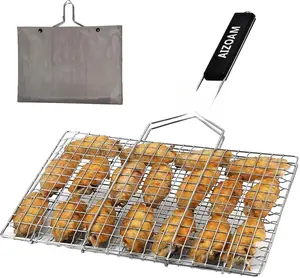 Shallow Grill Basket Fish Grill Basket, Fish Grilling Basket BBQ Fish Grill Baskets for Outdoor Grill,Grill Basket with Removable Handle. Perfect for Grilling Fish Fillets