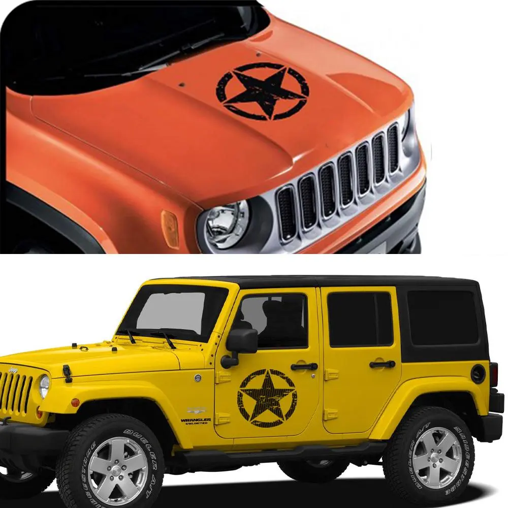 Car Hood Door Star Vinvl Stickers For Jeeps Cherokee Patriot Compass Wrangler JK JL TJ YJ Renegade Trail Tuning Accessories