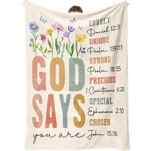Christian Gifts for Women Birthday - Inspirational Floral Throw, Religious Birthday Gift for Women, Christian Blanket for Mom Sister Friend Girl, Baptism Confirmation Spiritual Gift for Her