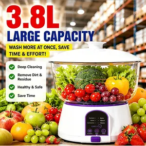 3.8L Large Capacity Electric Fruit & Vegetable Cleaner – Multifunctional Food Purifier Machine with Deep Cleaning, 3 Smart Modes, Removes Residue & Bacteria from Fruits, Vegetables, Meat, and Seafood