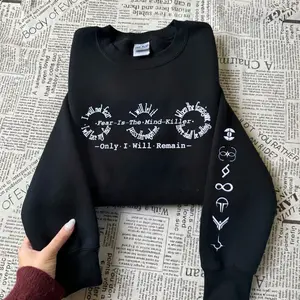 Fear is the mind killer embroidered sweatshirt, DUNE 1965 embroidered sweatshirt, Retro Sci-Fi Movie inspired shirt, Dunes Adventure sweatshirt