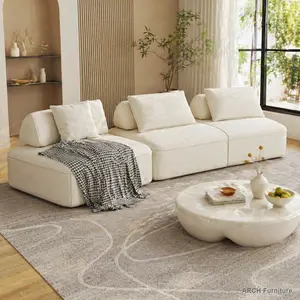 139x41x33.8" Modern Light Luxury Oversized Modular Sectional Sofa Set, DIY Upholstered Fluffy Chenille Sofas Living Room with Multiple Seats, Removable Backs, Soft Pillows, Deep Seat, Convertible Sofa Bed