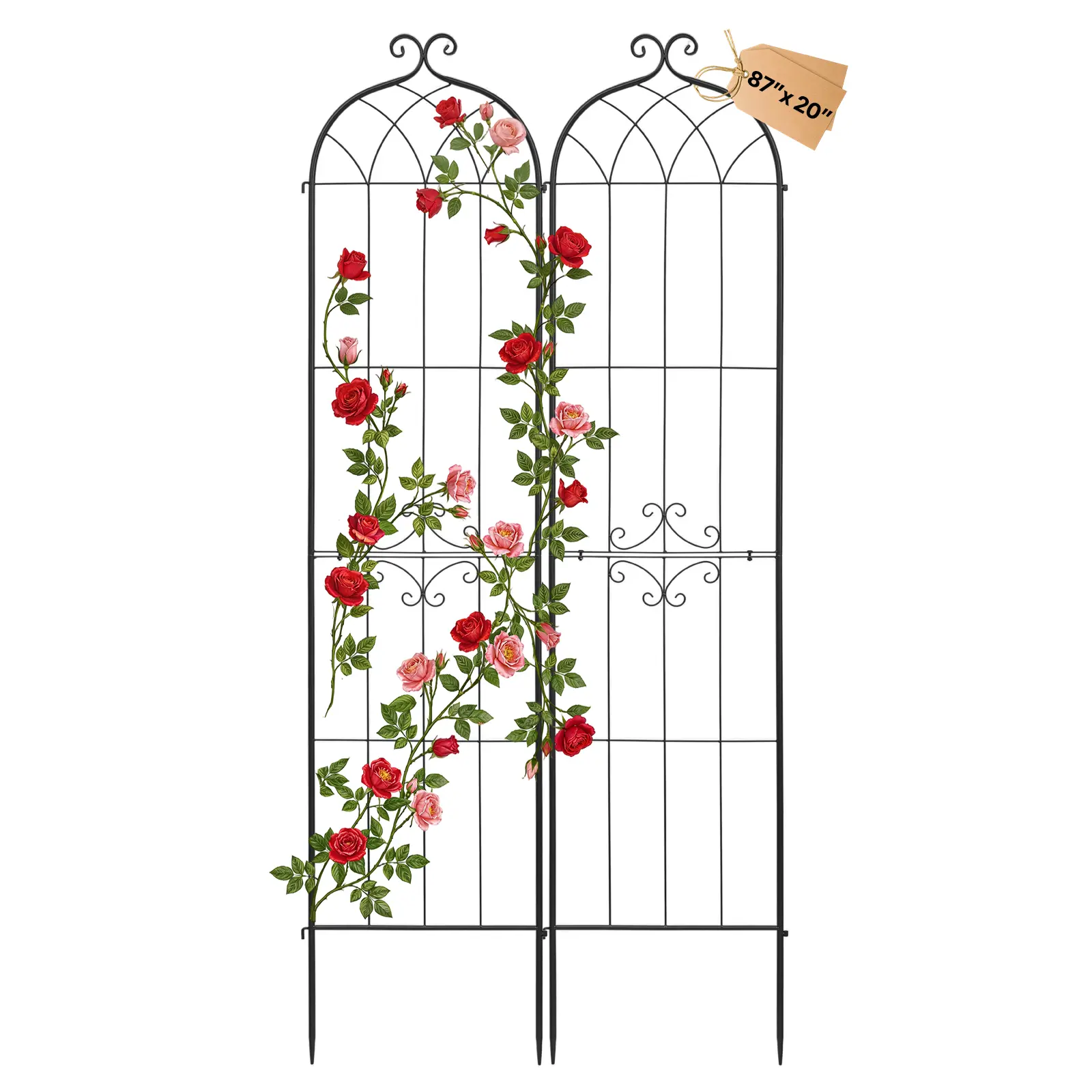 【SummerFinds】VEVOR Garden Trellis (2 Packs), 87x20 in Powder-Coated Plant Support with Convenient Locking Design, Garden Accessories for Flowers, Vegetables, Vertical Gardening Trellises, Outdoor Garden Arbor