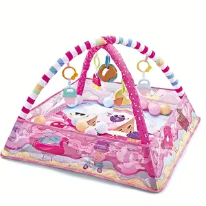 Baby Gym & Ball Pit Play Mat & Play Gym Combination Baby Activity Gym For Sensory Exploration Motor Skill Development (Contains Toys ocean balls)