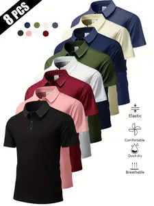 8-pack summer collared men’s Short Sleeve polo shirts made from ice silk with a smooth, seamless finish—casual athletic menswear tops ideal for business, work, dates, and home wear; a travel essential with a casual style. Eat Sleep Goon Repeat T-Shirt, Bu