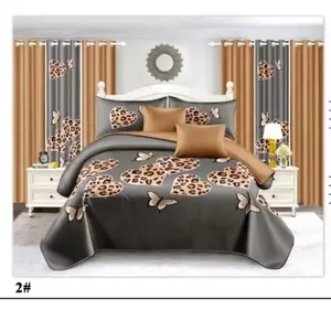 9pcs bed spread set king 1bes apread 91’x100’ 2 pillow cases 20’’36 4 solid curtains 38*84’ 2print curtains 38*84