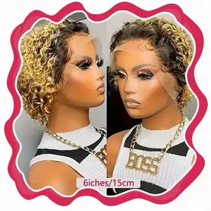 Short Curly Pixie Cut Lace Front Wigs 4 inch 13X4 Human Hair HD Lace Front Wigs Plucked  All colors available