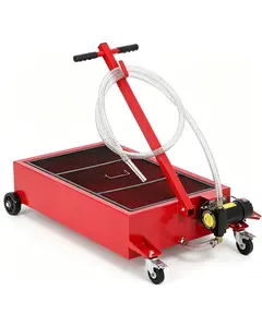 Garvee Low Profile Oil Drain Pan 12V, 25-Gallon Metal Oil Change Pan Large Capacity with 180W Electric Pump, 8FT Hose & Folding Handle for Cars, SUVs, Trucks, Buses, RVs