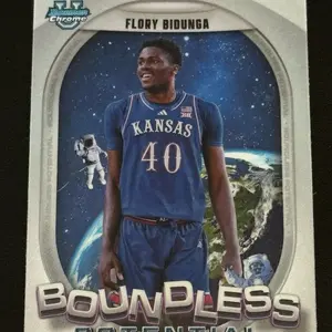 BASKETBALL - 2024-25 Bowman Chrome University - Flory Bidunga Boundless Potential BP-8 - Kansas Jayhawks sports  cards