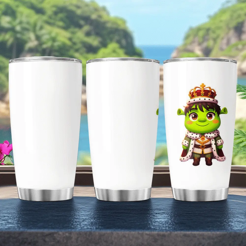Tumbler Shrek Character Cute Chibi Shrek In Royal Outfit Stainless 20 30 Oz Travel Coffee Iced Tea Hot Steel Office
