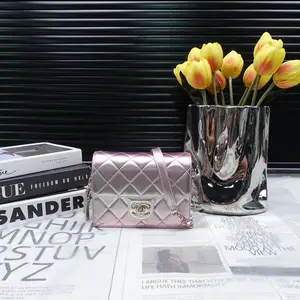 Pre-owned CHANEL lambskin Shoulder Bags Flap Mini Iridescent Pink&Silver Shoulder Bag T20281458