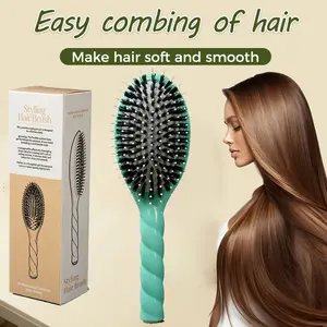 Spiral Handle Air Cushion Hair Brush – Anti-Static Detangling Comb with Scalp Massage, Smooth & Tangle-Free for Curly, Wavy & Straight Hair, Wet & Dry Use
