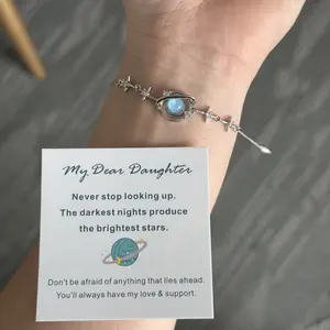 Splendor Court To My Daughter  Star & Moon Bracelet woman party perfect family durable stylish   fashion affordable healing chunky gold-plated cuban energy magnet magnetic field therapy  good luck jewelry gift couples versatile money attraction unisex