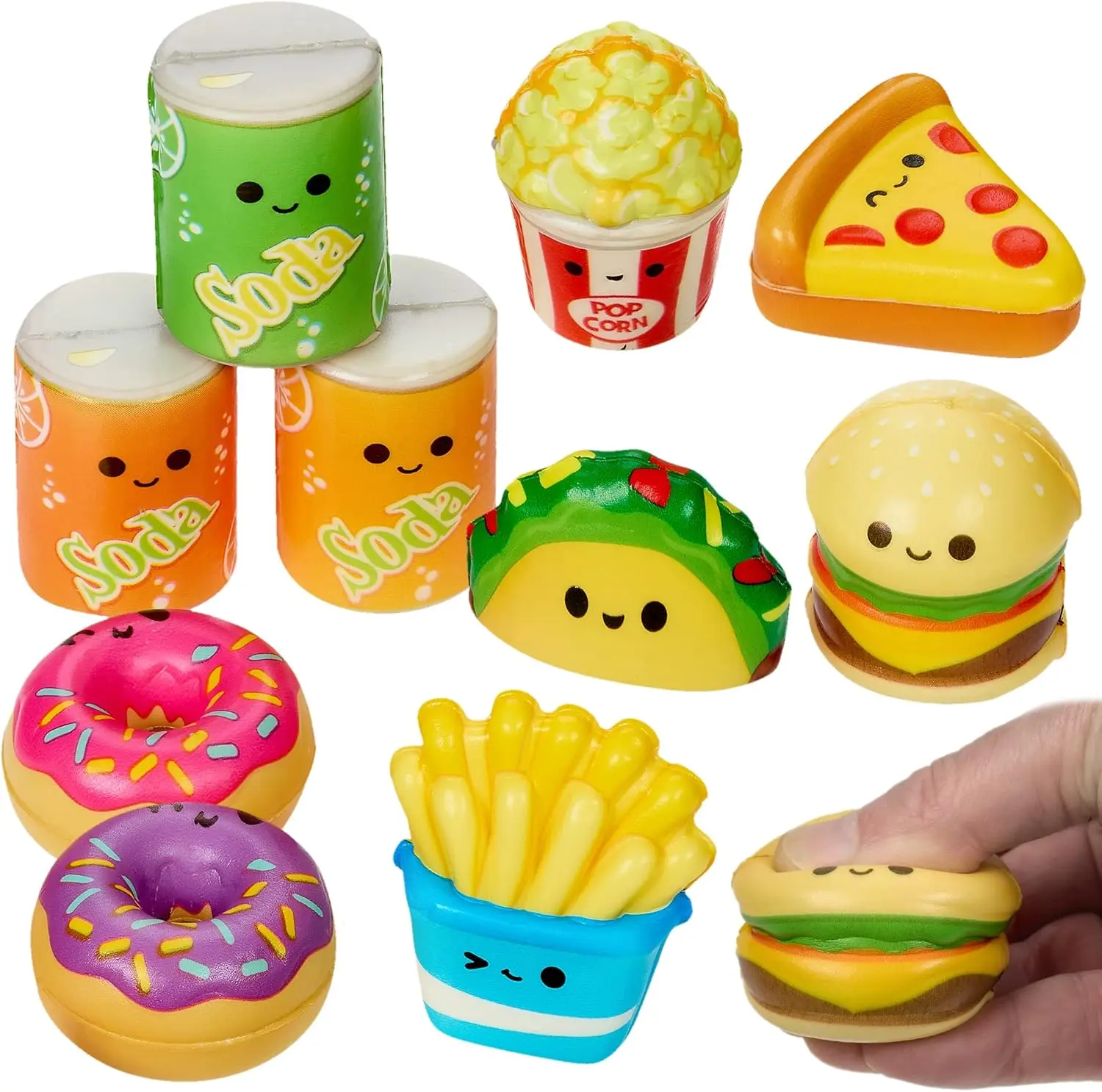 10 Pack Mini Fast Food Squishies, Slow Rising Squishy Toys for Kids, Mini Fidget Sensory Toys, Stress Relief Toys, Assorted Kawaii Food Squishies, Party Favors, Goodie Bag Fillers for Boys & Girls