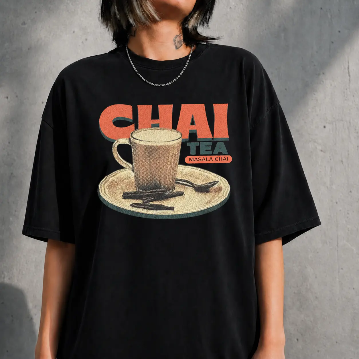 Vintage Chai Tea Shirt, Masala Chai Graphic Tee, Retro Tea Lover T Shirt, Cozy Cafe Aesthetic Shirt, Unisex Cotton Tee Gift