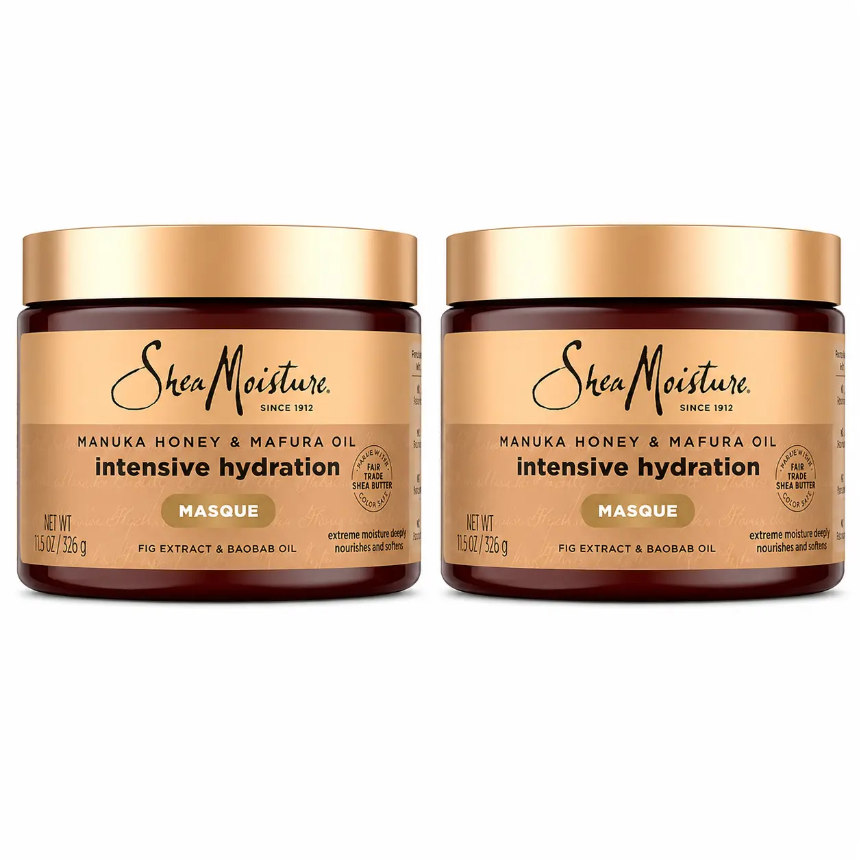 SheaMoisture Intensive Hydration Hair Masque Manuka Honey & Mafura Oil For Dry, Damaged Hair Deep Conditioning Hair Treatment 11.5 oz 2 Pack