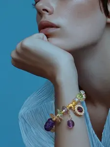 Natural Amethyst Bracelet, Purple Natural Crystal Jewelry Accessory
