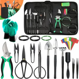 Bonsai Tools Kit- 24 count Bonsai Tree Kit Tools for Beginners, Bonsai Tool Set Bonsai Starter Trimming Care Kit Include Pruning Shears, , PU Leather Bag, Bonsai Pruning Kit for Women & Men
