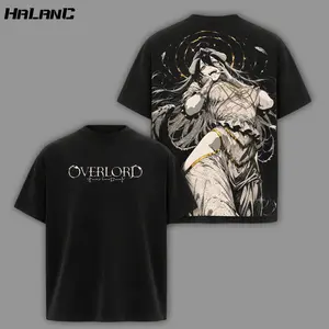 Albedo Overlord Graphic Tee Vintage Washed Anime T-Shirt Oversized Heavyweight Cotton Shirt Unisex Manga Streetwear Daily Wear Gift for Overlord Fans