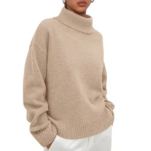 PrettyGarden Womens Turtleneck Long Sleeve Sweater Fall Trendy Loose Fit Casual Tops Chunky Knit Pullover Sweaters