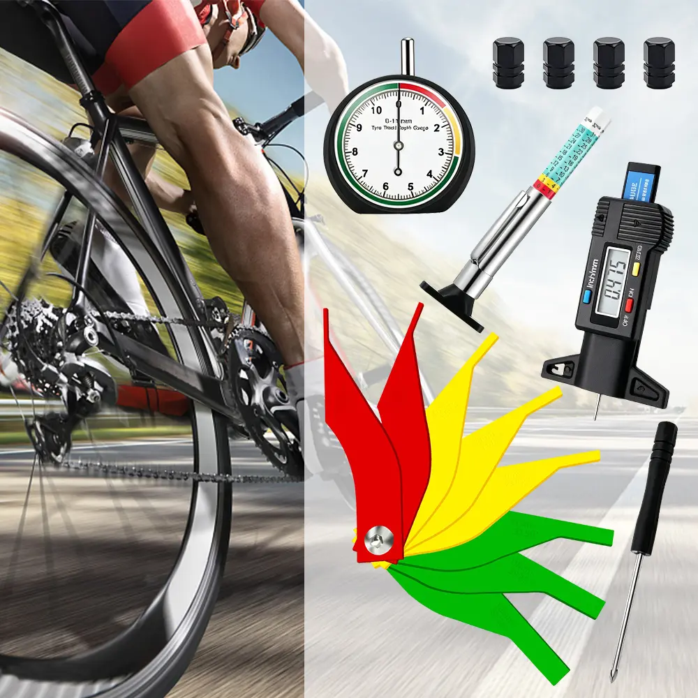 Tire Tread Depth Gauge Tool Digital Tire Depth Gauge Brake Lining Thickness Measure Ruler Pad Measuring Tool for Motorcycle, Car, Truck