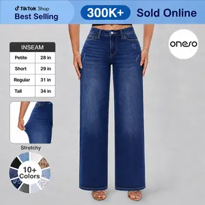 4 Lengths Magic ONESO Tummy Control Mid-low Rise Baggy BBL Jeans Stretchy Wide Leg Plus Size Regular Size