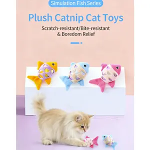 Small Fish-Shaped Pet Sound-Making Plush Toy in Pink Blue Orange for Cats Daily Companionship & Entertainment Scratch Resistant Bite Resistant puppy gift surprise/The little fish toys that kittens love so much Sound toys Pet Companion Toys dog accessories