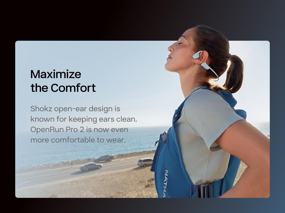 SHOKZ OpenRun Pro 2 - Open-Ear, Bone Conduction Sport Headphones - Sweat Resistant, Workout Headphones with Deep Bass and Smart Mic