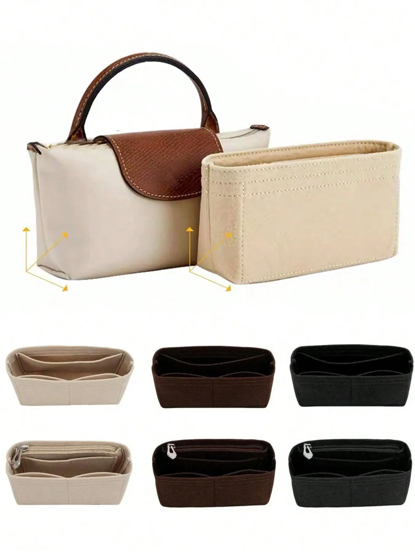 Bag Organizer Inserts, Dumpling Bag, Mini Bag Liner, Storage & Organization Pouch, Cosmetic Pouch, Mini Organizer Liner, Portable Travel Organizer, Mini Organizer Pouch, Handbag Organizer Liner, Travel Essentials, Travel Accessories