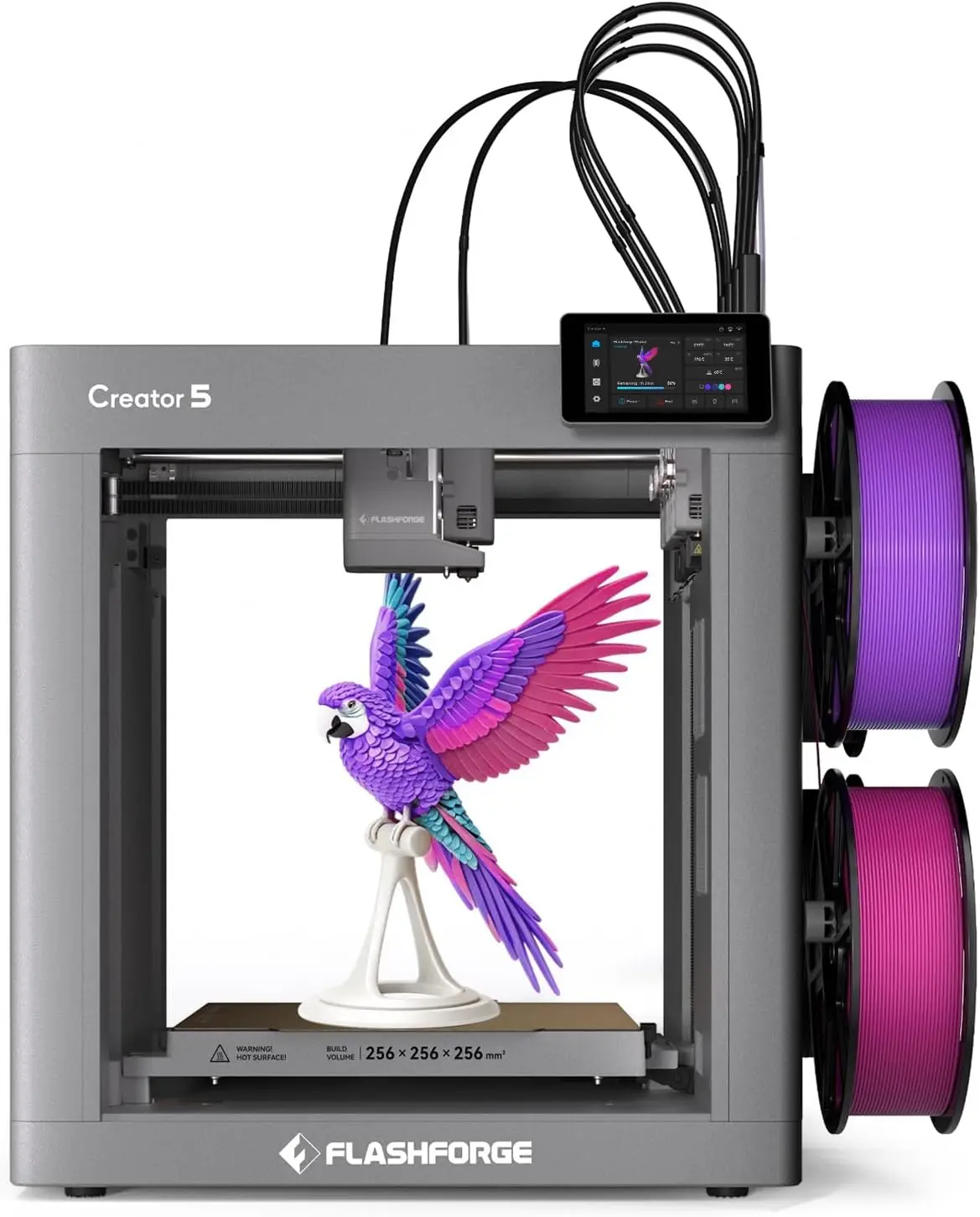 FLASHFORGE Creator 5 4-Toolhead Changer 3D Printer, Multi-Color & Multi-Material Printing, Near-Zero Waste System, 7s FlashSwap, Clean Support Removal, CoreXY 600mm/s Auto Calibration FDM 3D Printer