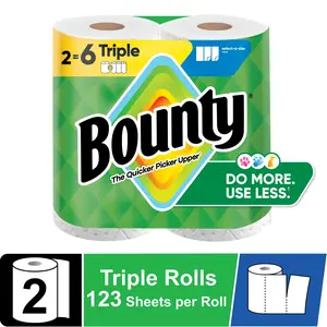 (6 pack) Bounty Paper Towels Select-A-Size White, 2 Triple Rolls, 123 Sheets per Roll