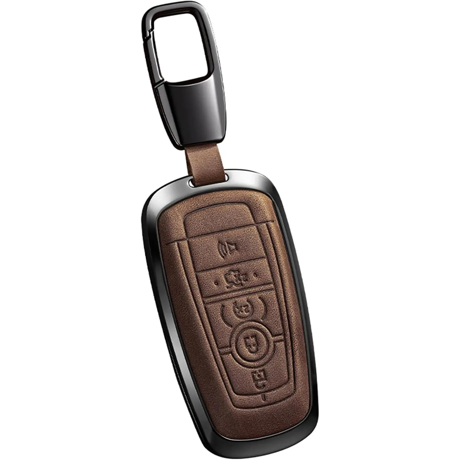 Key Fob Cover Case Shell Full Protection Compatible with Bronco Fusion Escape Mustang Explorer Edge Expedition F150 F250 F350 F450 F550 5 Buttons (K-Brown)