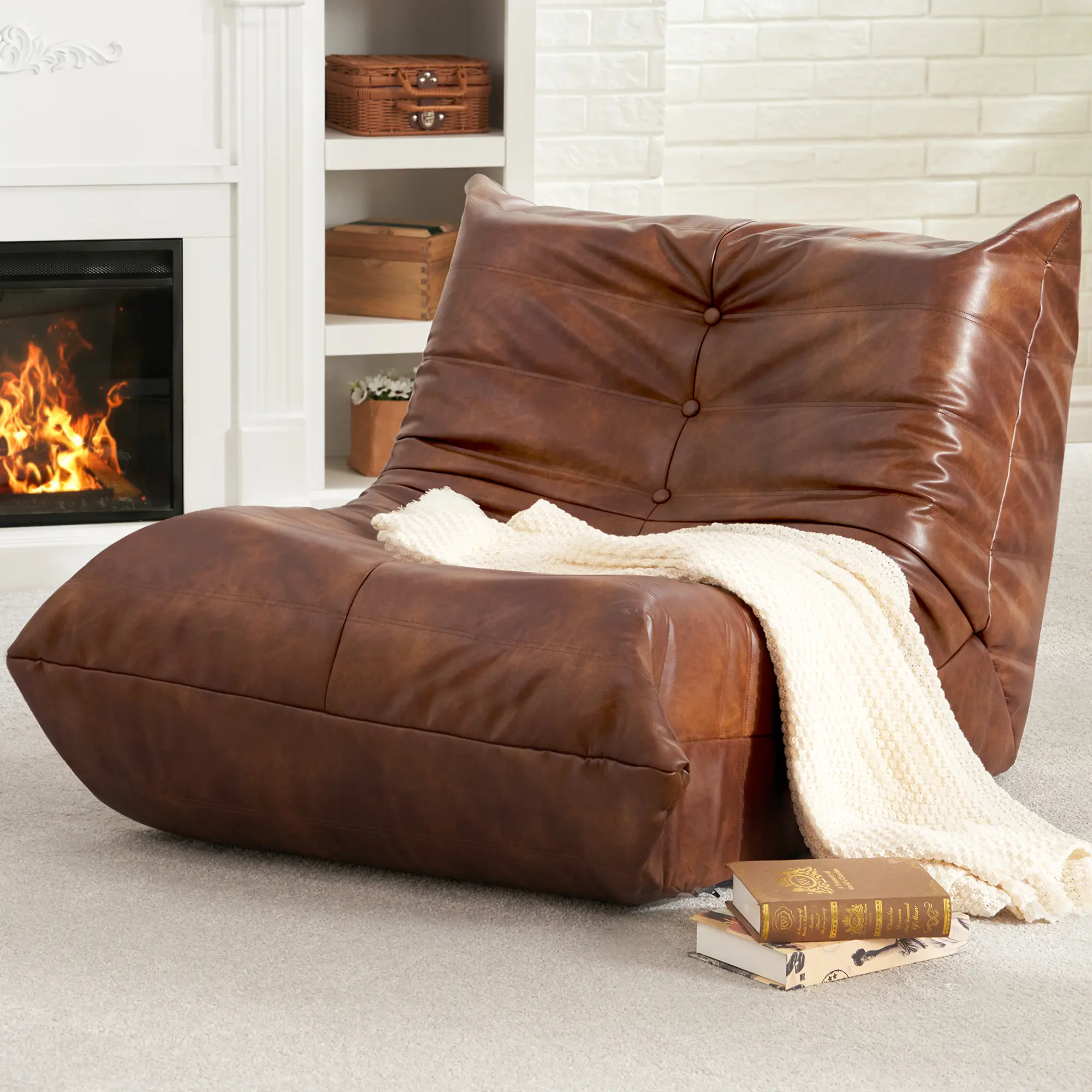 Hobestluk Bean Bag Chair Giant Bean Bag Sofa Chair Bean Bag Chairs for Adults, Leather Beanbag Chair for Living Room Bedroom Dorm Office