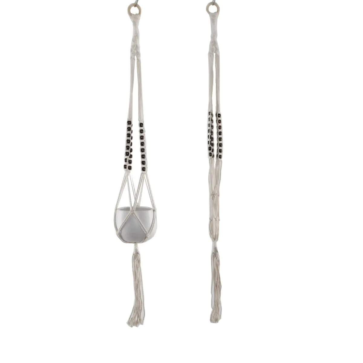 Flora Bunda NT07 39' Tri-Beaded Macrame Plant Hanger, Ideal for Hanging Plants in Home & Garden Spaces, Hang Plants