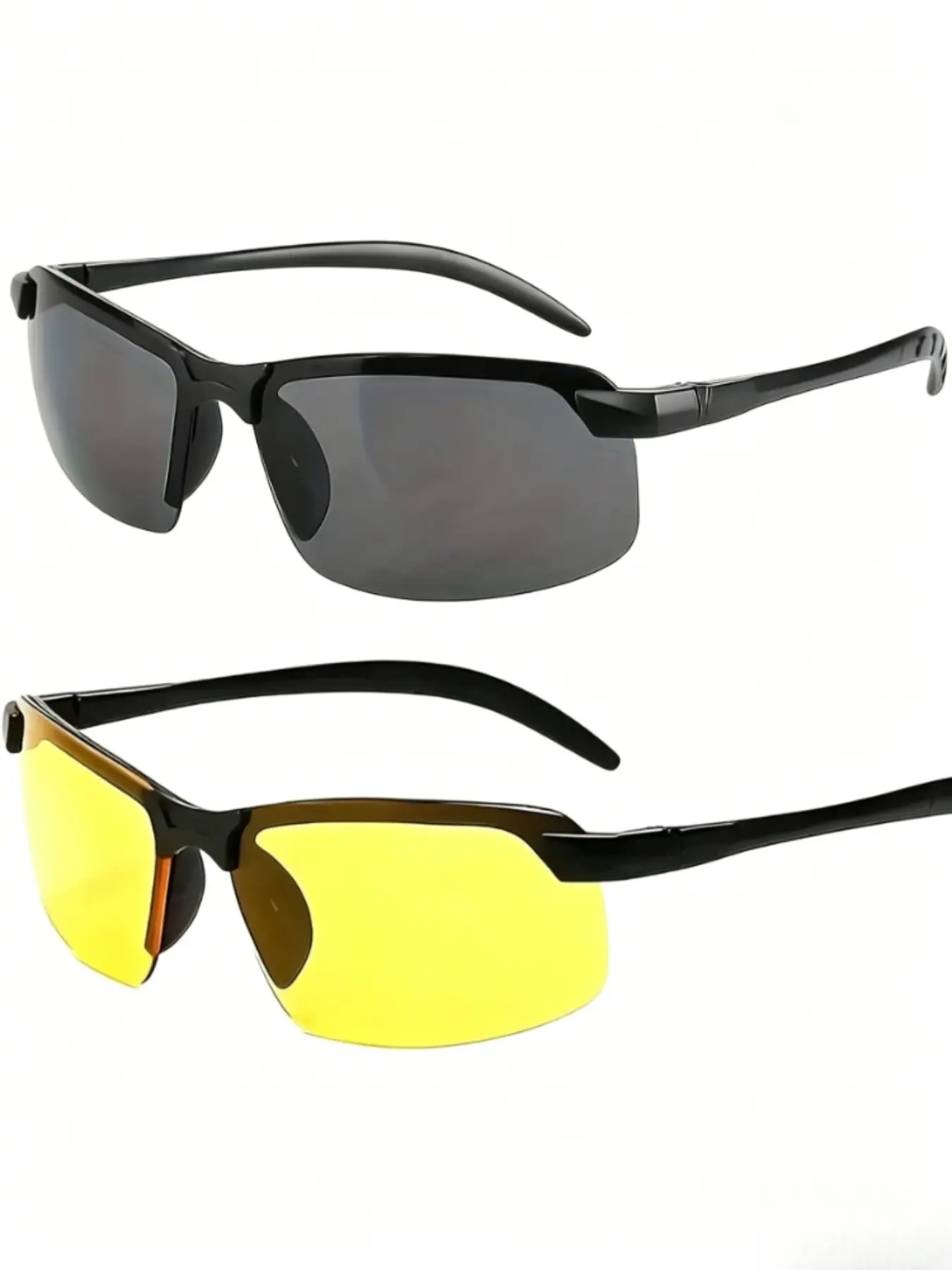 2 Pairs Ultra-Light Night Vision Driving Glasses, Half Frame Design, Enhanced Night Visibility, Ideal for Safe Nighttime Travel, Travel Eyewear, Sunglasses for Driving