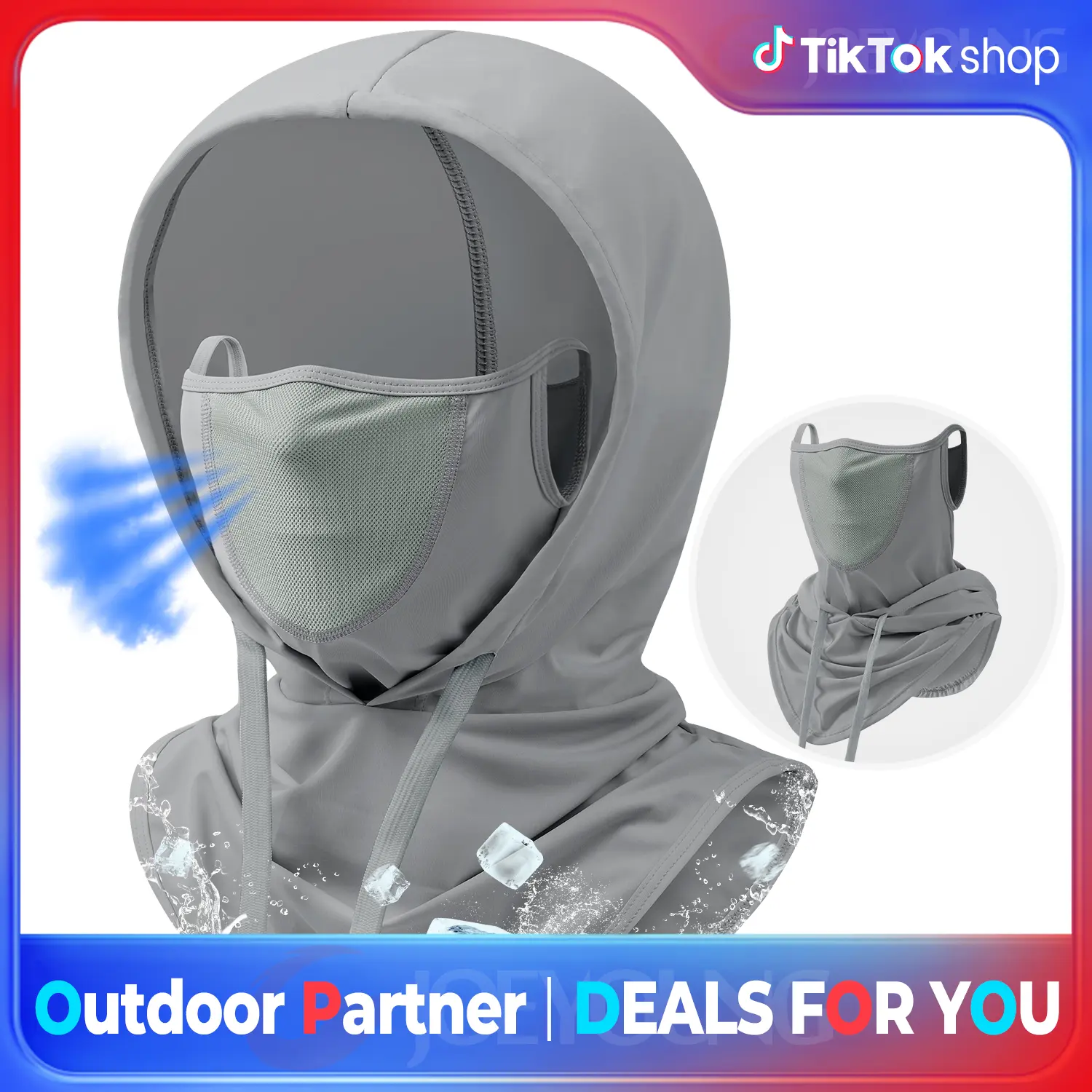 Unisex 3-in-1 Breathable Mesh Balaclava Hood, Imported Outdoor Sports Face Covering - Ski Masks, Sun UV Protection Full Head Mask for Skiing, Biking, Fishing, Polyester Fits, All Seasons, Elastic Closure, Cooling Technology Hats, Face And Head Protection,