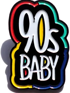 90s Baby Lapel Pin - Colorful Design with Bold Text and Neon Style Accents